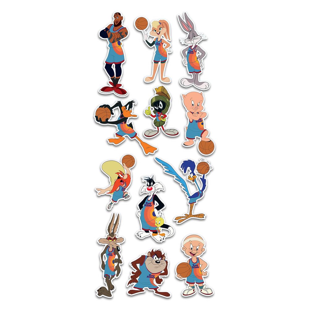 Elektroplate Space Jam Looney Tunes Stickers, Officially Licensed, UV-Protected, Reflective Vinyl, Black, 12-Pack