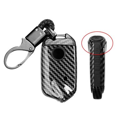 HIBEYO Carbon-Style Car Key Fob Cover for Kia Stinger and K900, 3/4-Button Smart Key, Black Silicone