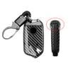 HIBEYO Carbon-Style Car Key Fob Cover for Kia Stinger and K900, 3/4-Button Smart Key, Black Silicone view 1