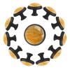 Yellow Palm Leaves, 12-Pack, Round Drawer Knobs, 35 mm, for Bedroom, Dresser, Kids’ Room and Playroom view 1