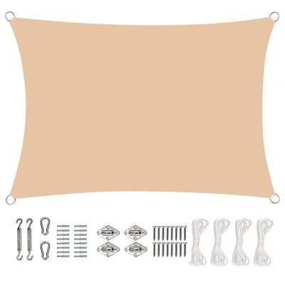 KOUDU Rectangular Shade Sail 3 x 6 m, UV Protection, Windbreak, Cream