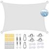 ERPENG Rectangular Sun Shade Sail Canopy 5 x 6.5 m, Weather-Resistant, 95% UV Protection, with Ropes and Mounting Kit for Balcony, Pool, Small Garden, White view 1
