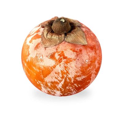 Hand-Painted Marble Persimmon Table Sculpture, Khaki