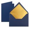 50 Sets A5 Folded Cards, Dark Blue, with C5 Envelopes and Gold Metallic Lining view 1