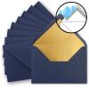 50 Sets A5 Folded Cards, Dark Blue, with C5 Envelopes and Gold Metallic Lining view 4