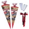 Nestler Fillable School Cone Set, Handmade Cardboard, Motocross Design, 85 cm, 12-Sided, with LED view 1
