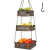 J JACKCUBE DESIGN MK1008A Rustic Hanging Wooden Basket for Fruits and Vegetables, Space-Saving, Sturdy Metal Hooks view 1