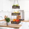 J JACKCUBE DESIGN MK1008A Rustic Hanging Wooden Basket for Fruits and Vegetables, Space-Saving, Sturdy Metal Hooks view 3