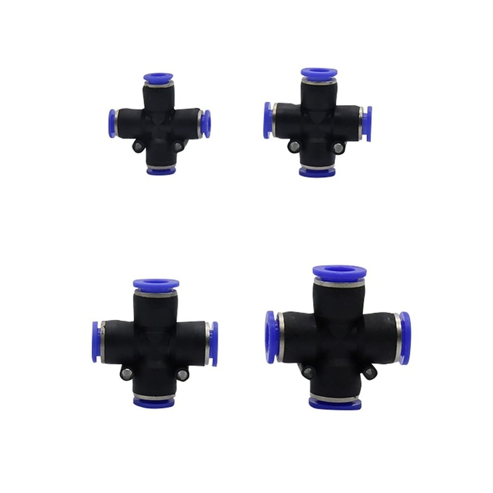 5-Pack Black Slide-Lock Cross Hose Connectors, 6/8/10/12 mm OD