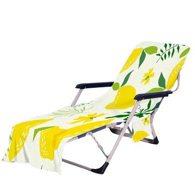 FANSU Garden Lounger Cover, Terry Cloth Sun Lounger Towel with 2 Pockets, Pear, 75 x 210 cm