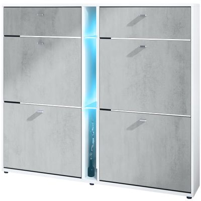 Vladon Today Shoe Cabinet, 155.5 x 95 x 28 cm, Blue LED Lighting, Made in Germany