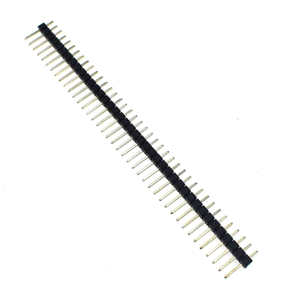 Reland Sun 10-Pack 2.54 mm 40-Pin Single-Row Offset Pin Headers, Gold-Plated, 90° Right-Angle