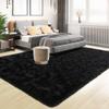 Tepook Super-Soft Shag Rug for Bedroom and Living Room, Black, 1.5 x 2.4 m view 3