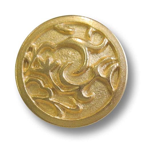 Set of 6 Gold-Tone Metal Buttons with Vine Pattern, Approx. 15 mm