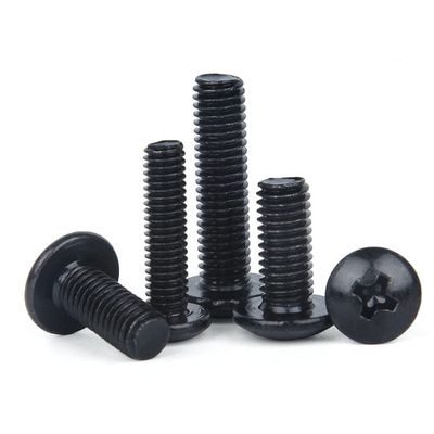 Pucarbon Steel Black Large Flat-Head Screws, Umbrella-Head Screws, M3/M4 Mushroom-Head Screws, 100 Pieces - M4 x 10