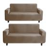 LANSHENG 2-Piece L-Shaped Sectional Sofa Cover Set, Khaki, 3+4 Seater view 1