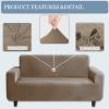 LANSHENG 2-Piece L-Shaped Sectional Sofa Cover Set, Khaki, 3+4 Seater view 2