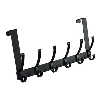 Over-the-Door Hooks, 12-Hook Metal Rack, Black