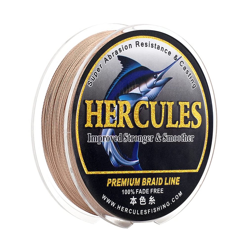 HERCULES Colorfast Braided Fishing Line, 300 m, 4-Strand Multifilament, 70 lb, Brown