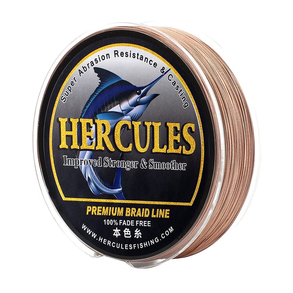 HERCULES Colorfast Braided Fishing Line, 1000 m, 8-Strand, 20 lb, Brown