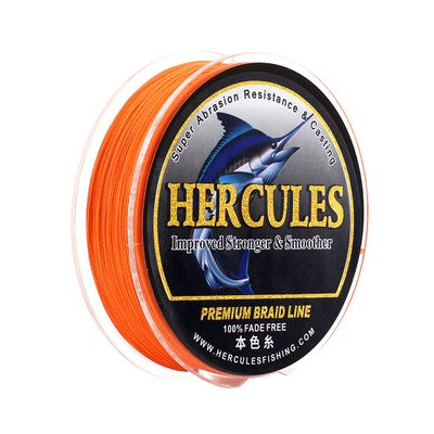 HERCULES Fade-Resistant Braided Fishing Line, 100 m, 4-Strand, Orange, 80 lb