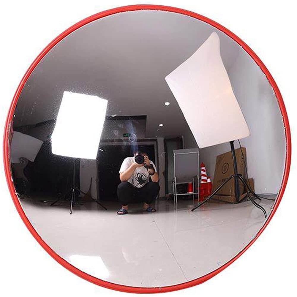 ZWJABYY Traffic Mirror, Indoor/Outdoor, 130° Wide-Angle Round Panoramic Mirror with Adjustable Mounting Bracket, 30 cm