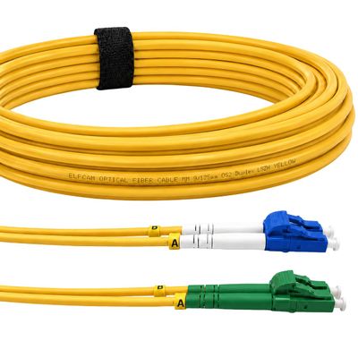 Elfcam OS2 LC/APC to LC/UPC Singlemode Duplex Fiber Optic Cable, LSZH, 1 m