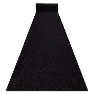 rugsx KARMEL Smooth Runner Rug – Solid-Color Carpet Runner for Kitchen, Living Room & Hallway – Black – 80 x 200 cm