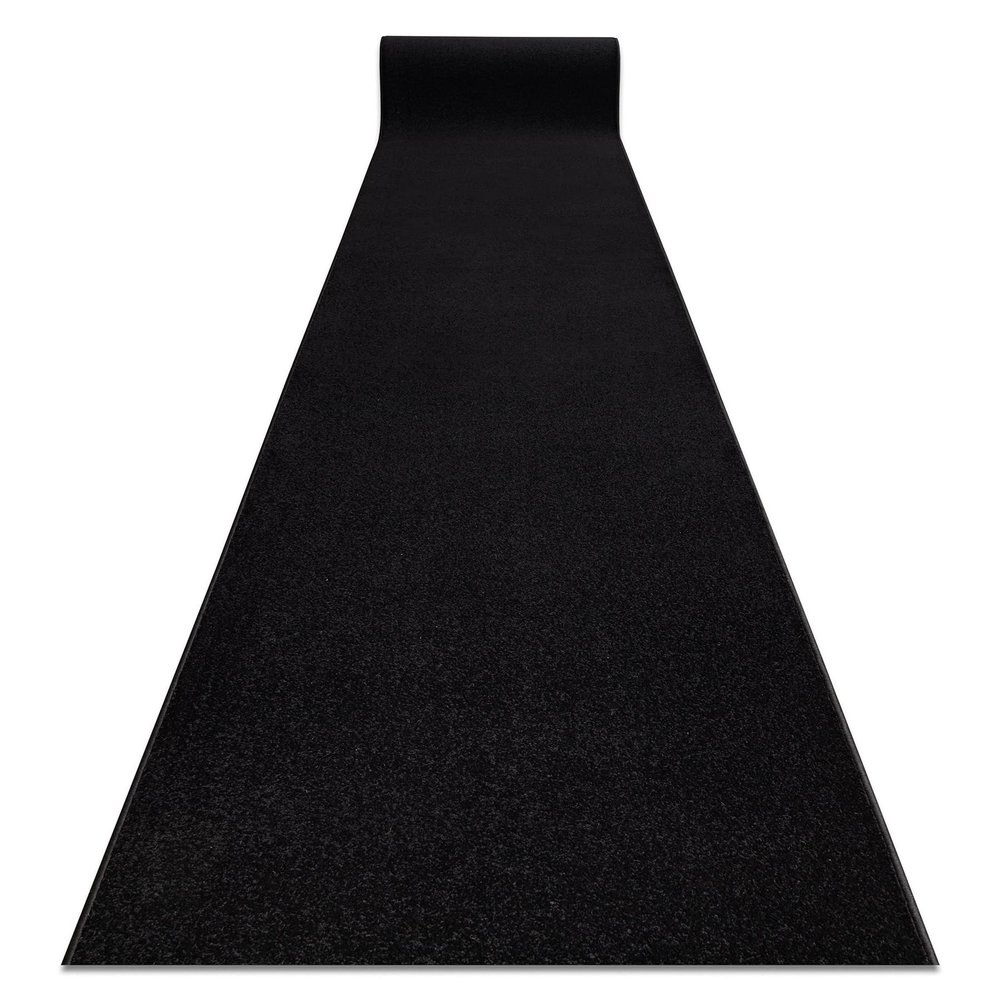rugsx KARMEL Smooth Runner Rug – Solid-Color Carpet Runner for Kitchen, Living Room & Hallway – Black – 80 x 200 cm