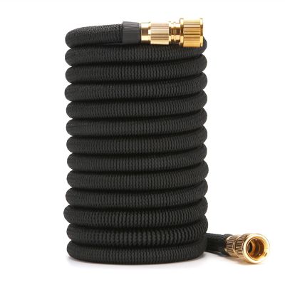 Yijian Expandable Garden Hose with 6-Function Nozzle, Telescopic Hose for Garden Cleaning (Color: Black, Length: 25 ft)