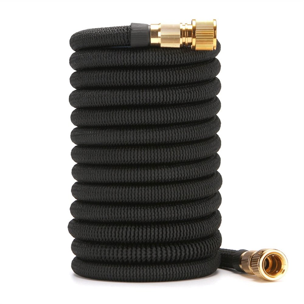 Yijian Expandable Garden Hose with 6-Function Nozzle, Telescopic Hose for Garden Cleaning (Color: Black, Length: 25 ft)