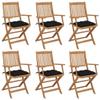 vidaXL Folding Chairs, Set of 6, with Cushions, Solid Acacia Wood view 1