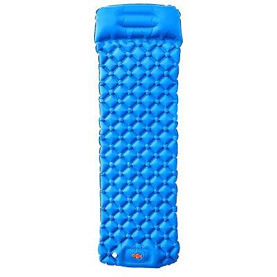 LIANYG Ultralight Inflatable Camping Mat with Built-In Pillow, Blue