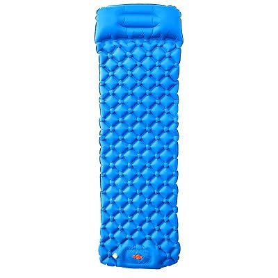 LIANYG Ultralight Inflatable Camping Mat with Built-In Pillow, Blue