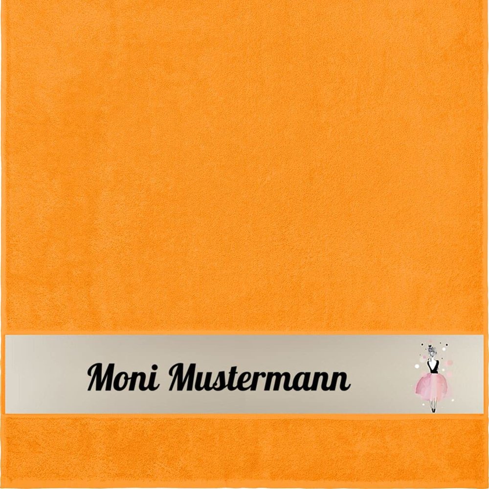 Manutextur Personalized Shower Towel with Name, Girl 3 Design, Orange, 70 x 140 cm
