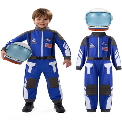 Spooktacular Creations Unisex Astronaut Costume for Kids, Blue with Black Details, Large (10–12 Years)
