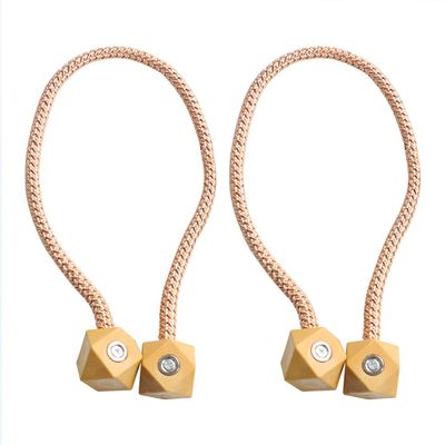 LIJUCAI 2-Piece Magnetic Ball Curtain Tiebacks, Camel