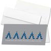 20 Christmas Cards with Envelopes, DIN Lang, Gray with Blue Fir Trees view 1