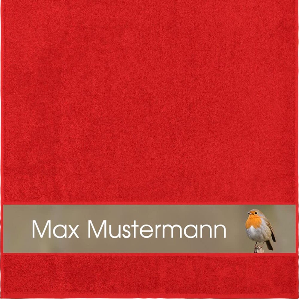 Manutextur Personalized Robin Towel, Red, 70 x 140 cm