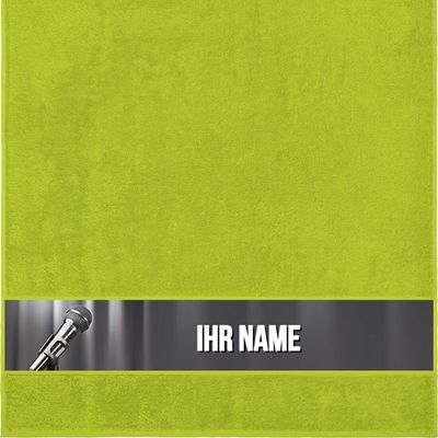 Manutextur Personalized Shower Towel with Name, Microphone 1 Design, Light Green, 70 x 140 cm