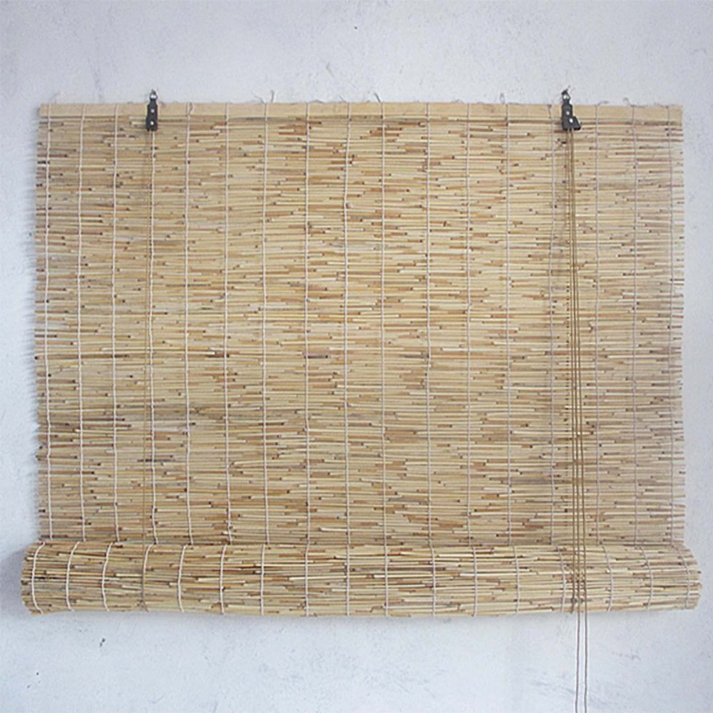 jiaju07 Natural Reed Roll-Up Blind, Sunshade for Windows and Balconies, 160 x 250 cm
