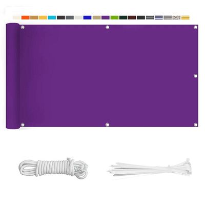 HERILIOS Balcony Privacy Screen, 220 g/m², UV Protection, No Drilling, 65 x 300 cm, Purple