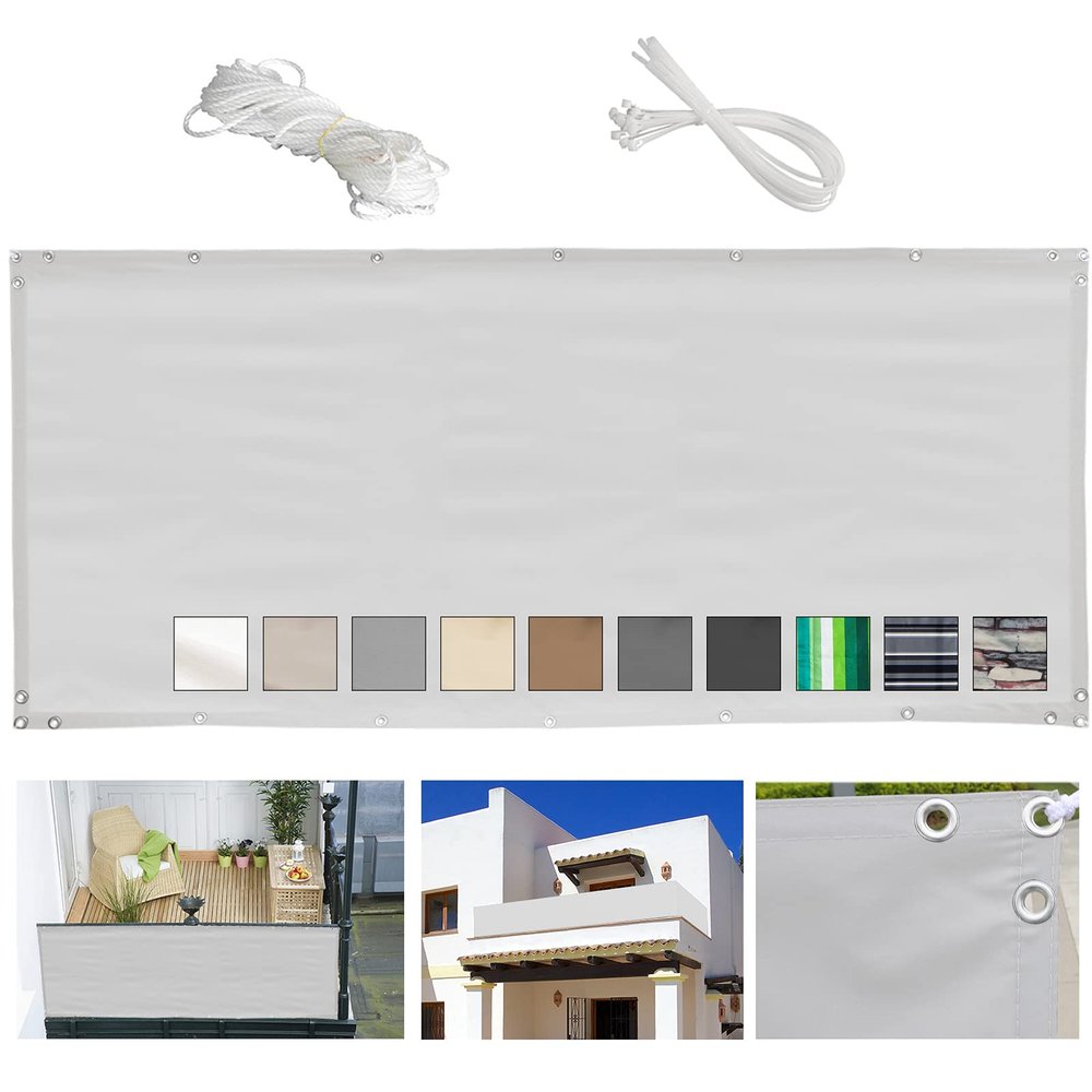 MEEYI Balcony Anti-Theft Privacy Screen, 90 × 700 cm, White