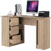 AKORD B-20 Corner Desk with 3 Drawers, 2 Shelves and a Cabinet Compartment with Door | W155 x H77 x D85 cm, 60 kg | Sonoma Oak view 2
