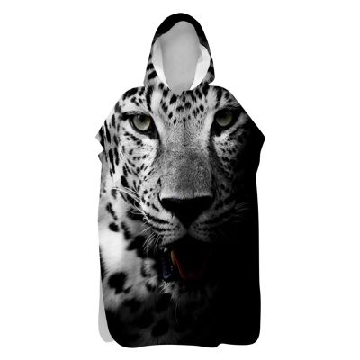 Chickw11 Hooded Changing Poncho Towel, Microfiber, Gray Tiger, 60 x 110 cm