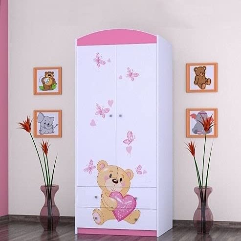 BDW 2-Door Wardrobe with Drawers, Clothes Rails and Shelves, 88 x 55 x 187 cm