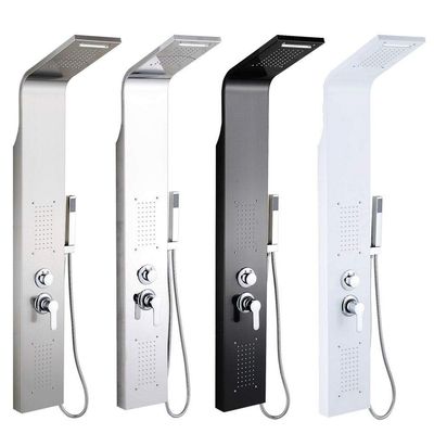 Hydromassage Shower Panel, 304 Stainless Steel, 5-Function Mixer, 140 cm, Black