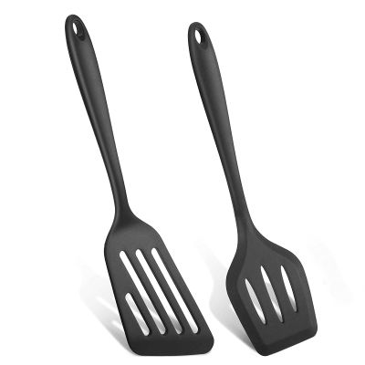 Armrouns Silicone Spatula Set, Heat-Resistant, Nonstick, Slotted Fish Turner, BPA-Free, Dishwasher-Safe, Black