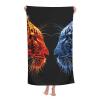 FFLSDR Fire Leopard vs. Ice Leopard Beach Towel, Adult Travel Microfiber, Soft and Absorbent, 80 x 130 cm view 1