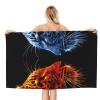 FFLSDR Fire Leopard vs. Ice Leopard Beach Towel, Adult Travel Microfiber, Soft and Absorbent, 80 x 130 cm view 2